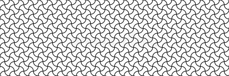 Horizontal seamless black wavy geometric lines on white for pattern and background vector illustration
