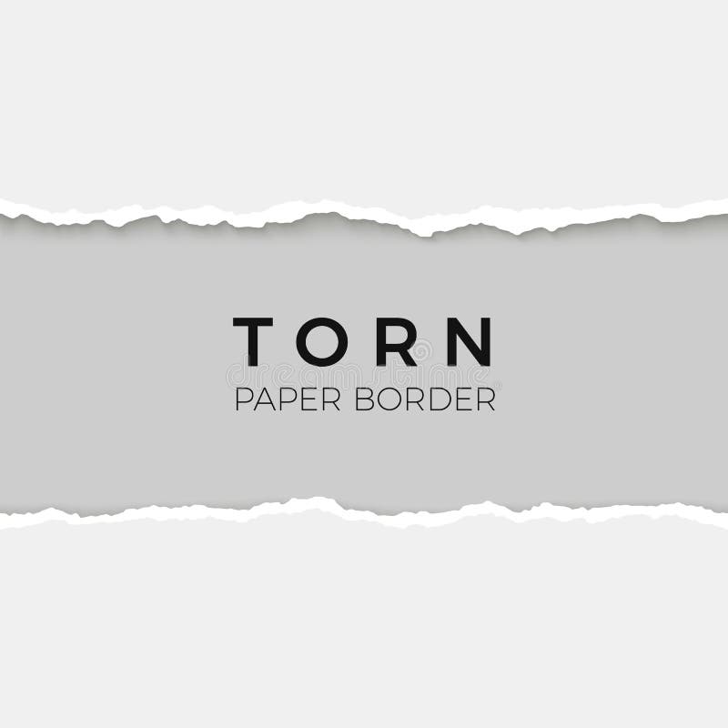 Horizontal seamless torn paper edge. Rough broken border of paper stripe. Vector illustration