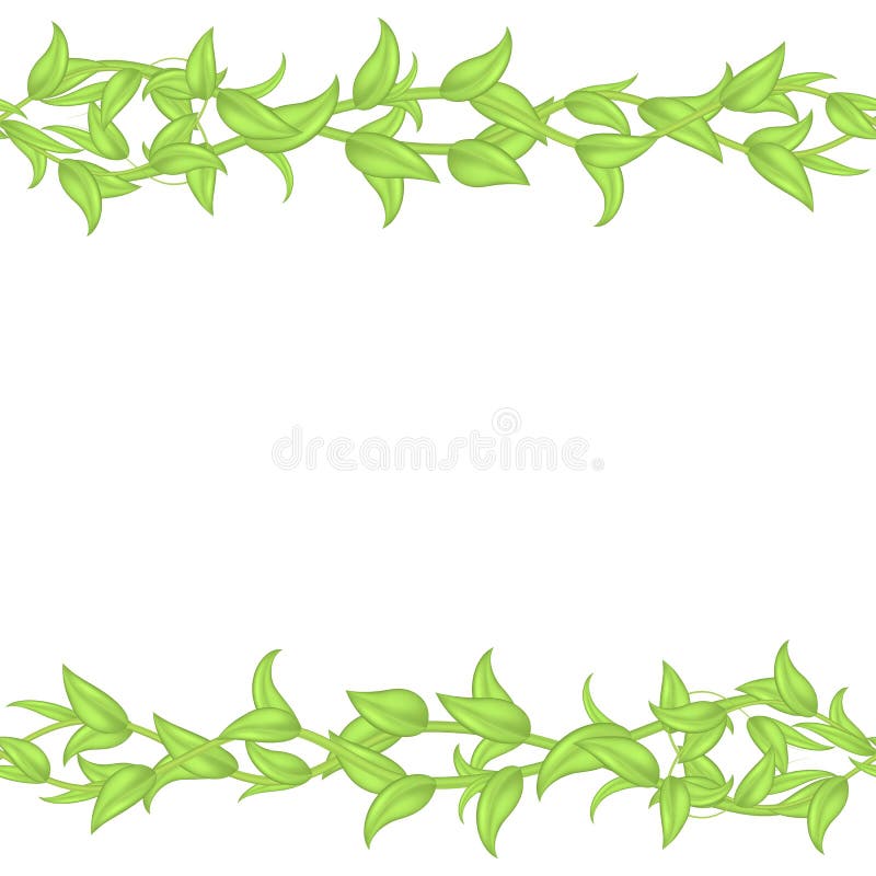 Green stems and leaves seamless pattern on white Vector Image