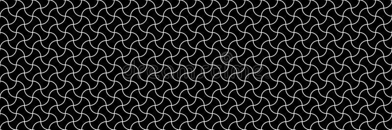 Horizontal seamless white wavy geometric lines on black for pattern and background vector illustration