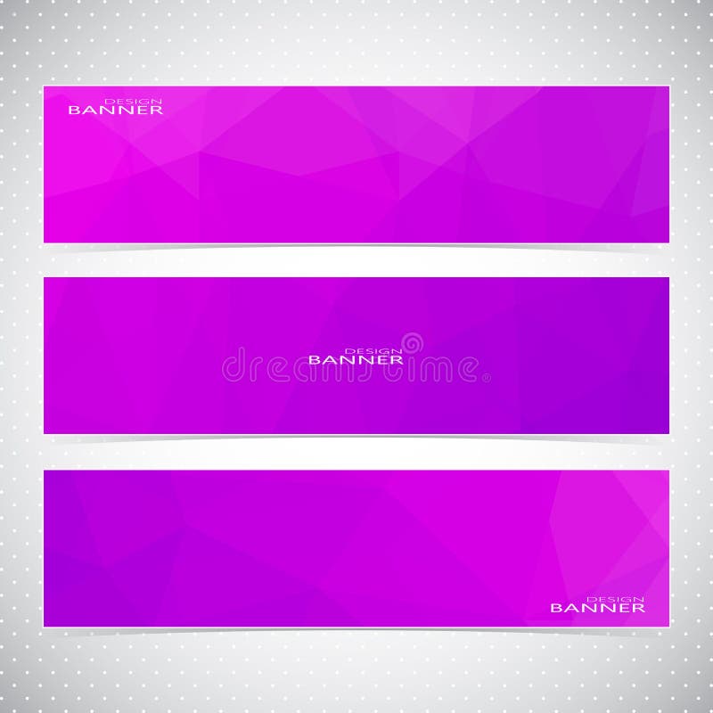 Horizontal Set of Banners with Violet Background Stock Vector