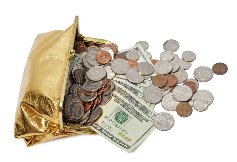 Gold Coin Bag Cash Flowing stock photo Gold Coin Bag Cash Flowing stock photo