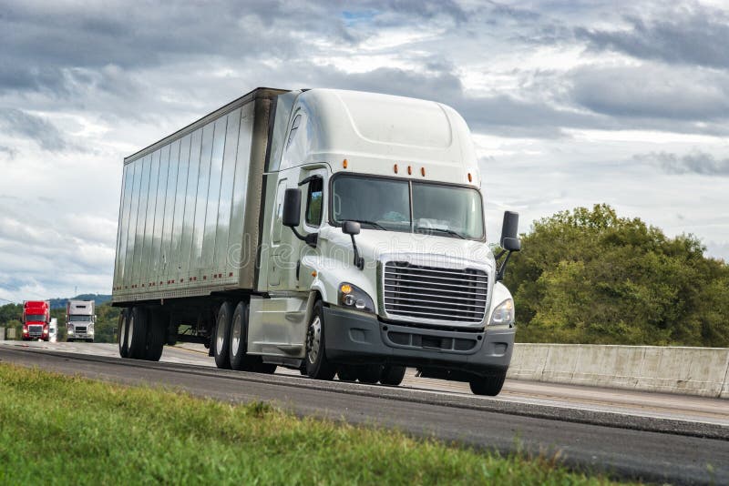 Tractor Trailer Rig On The Interstate