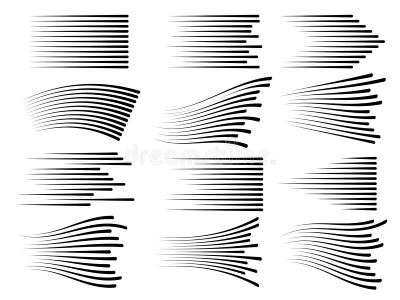 Horizontal speed motion lines. Fast line vector symbols isolated