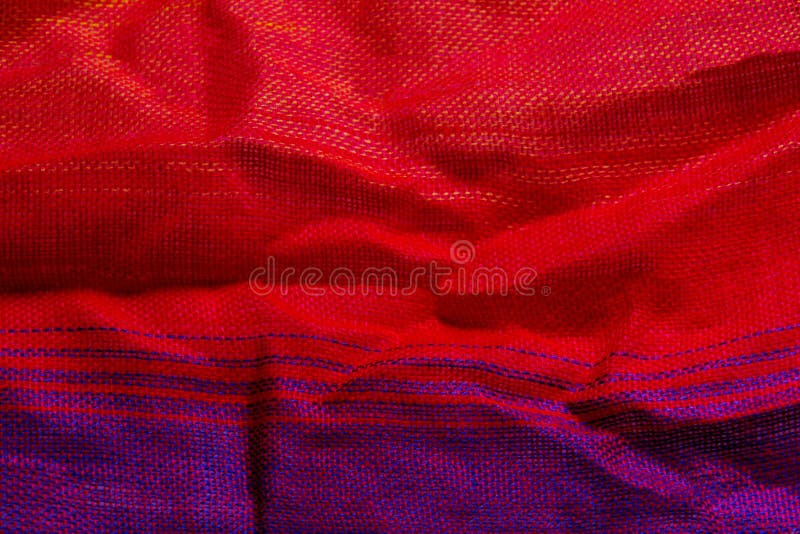 Horizontal View of Red and Purple Fabric Texture Background. Red and