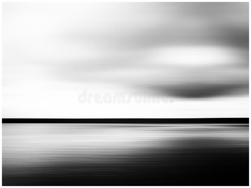 Horizontal vivid black and white minimal landscape abstraction stock photo
