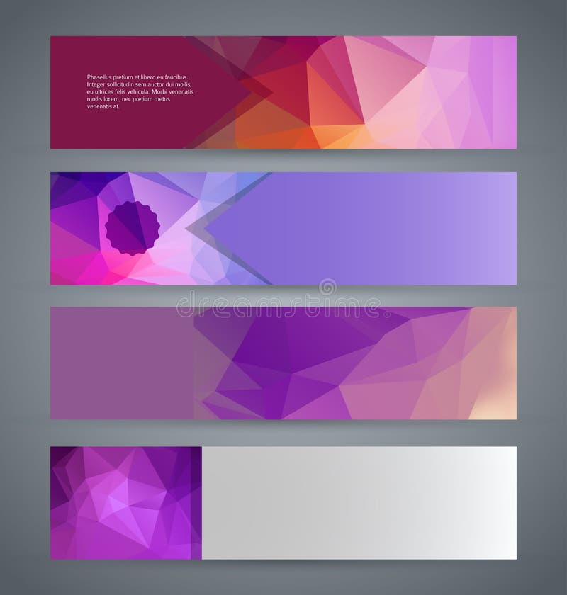 Horizontal web banner triangle mosaic background set template10 vector illustration Horizontal web banner triangle mosaic background set template10 vector illustration