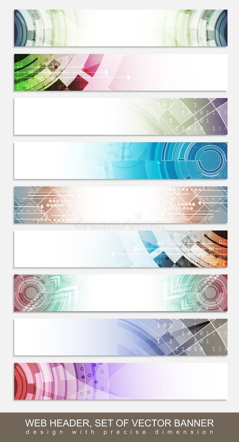 Horizontal website header, banner or footer with colorful abstract pattern - set royalty free illustration Horizontal website header, banner or footer with colorful abstract pattern - set royalty free illustration