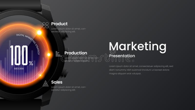 Horizontal website screen for responsive web design. Smart watch mock up banner layout. Marketing landing page vector illustration royalty free illustration Horizontal website screen for responsive web design. Smart watch mock up banner layout. Marketing landing page vector illustration royalty free illustration
