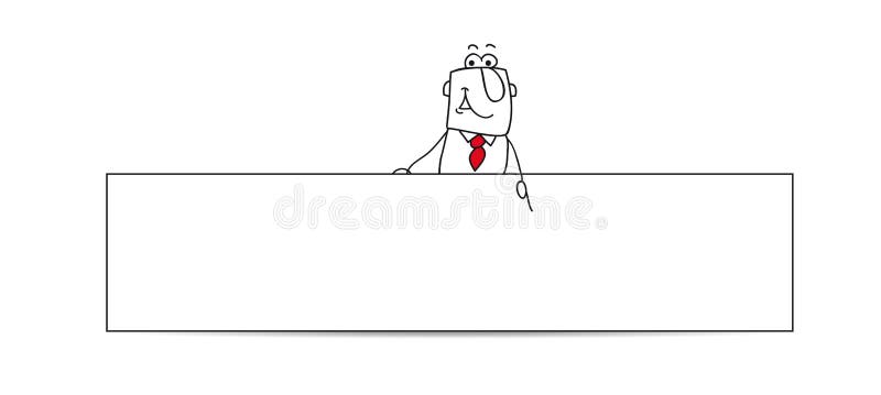 Joe, the businessman is behind a horizontal banner. This illustration is ideal for your contact form on your website. Joe, the businessman is behind a horizontal banner. This illustration is ideal for your contact form on your website.