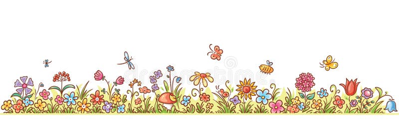 Horizontale Karikatur-Blumen-Grenze