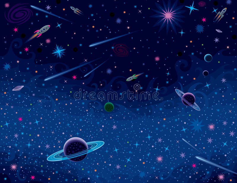 Horizontale Kosmische Achtergrond royalty-vrije illustratie Horizontale Kosmische Achtergrond royalty-vrije illustratie