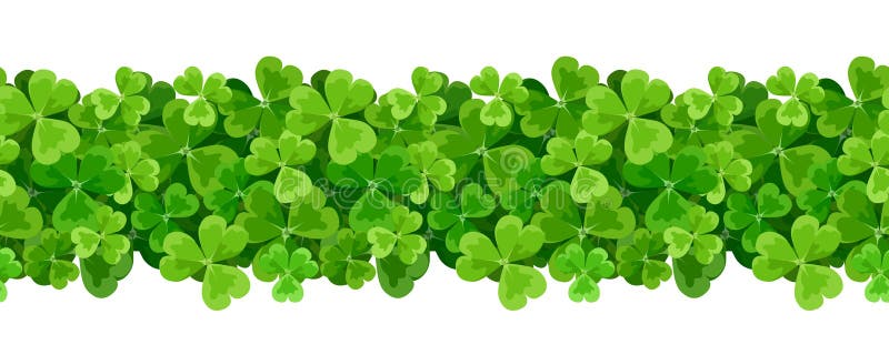 Horizontaler nahtloser Hintergrund des St- Patrick` s Tagesvektors mit Shamrock lizenzfreie abbildung Horizontaler nahtloser Hintergrund des St- Patrick` s Tagesvektors mit Shamrock lizenzfreie abbildung