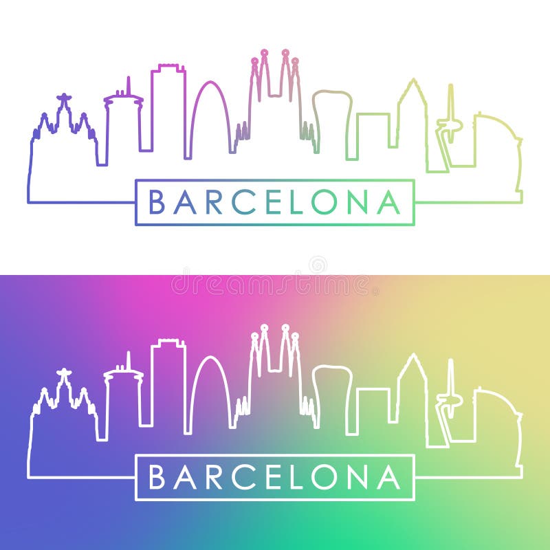 Horizonte de Barcelona Estilo linear colorido libre illustration Horizonte de Barcelona Estilo linear colorido libre illustration