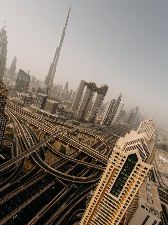 Horizonte de Dubai, centro de ciudad céntrico foto de archivo Horizonte de Dubai, centro de ciudad céntrico foto de archivo