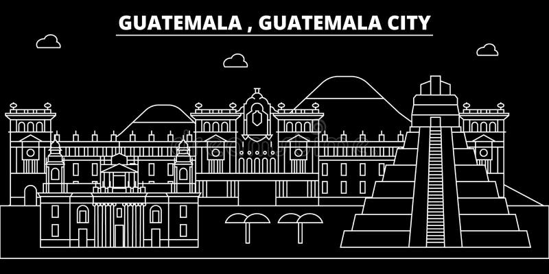 Horizonte de la silueta de Guatemala, ciudad del vector, arquitectura linear guatemalteca, edificios Ejemplo del viaje de ciudad ilustración del vector Horizonte de la silueta de Guatemala, ciudad del vector, arquitectura linear guatemalteca, edificios Ejemplo del viaje de ciudad ilustración del vector