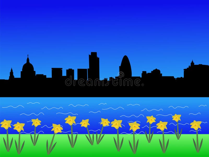 Horizonte de Londres en primavera ilustración del vector Horizonte de Londres en primavera ilustración del vector