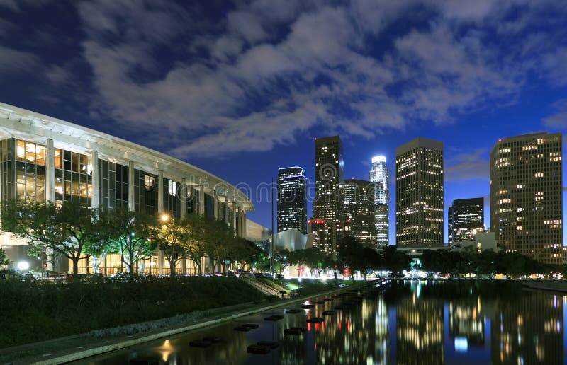 Beautiful Los Angeles skyline and reflection at night. Beautiful Los Angeles skyline and reflection at night