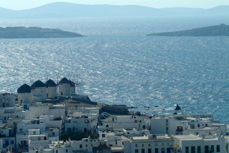 Horizonte de Mikonos fotos de archivo libres de regalías Horizonte de Mikonos fotos de archivo libres de regalías