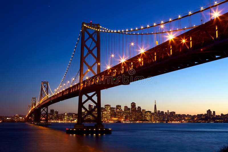 Horizonte de San Francisco y puente de la bahía