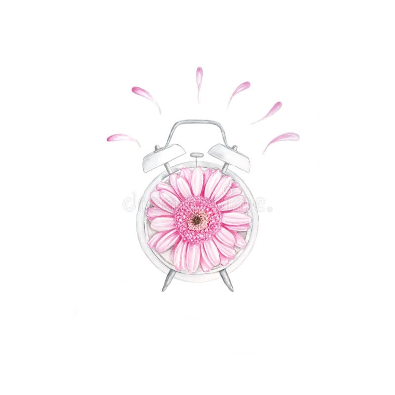 Horloge d'aquarelle avec la fleur illustration libre de droits Horloge d'aquarelle avec la fleur illustration libre de droits