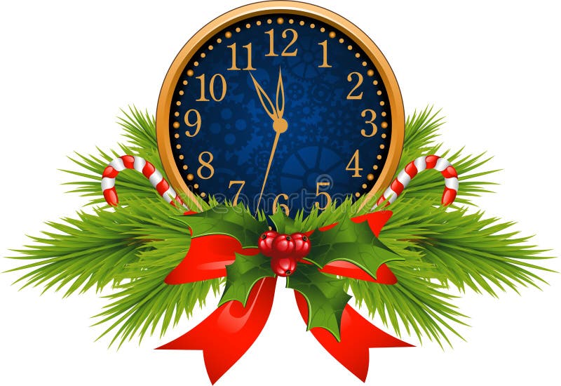 Horloge décorée (réveillon de la Saint Sylvestre) illustration de vecteur Horloge décorée (réveillon de la Saint Sylvestre) illustration de vecteur