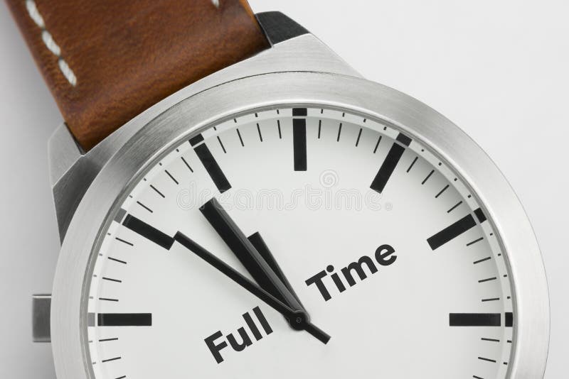 Horloge met Full-time tekst stock foto Horloge met Full-time tekst stock foto