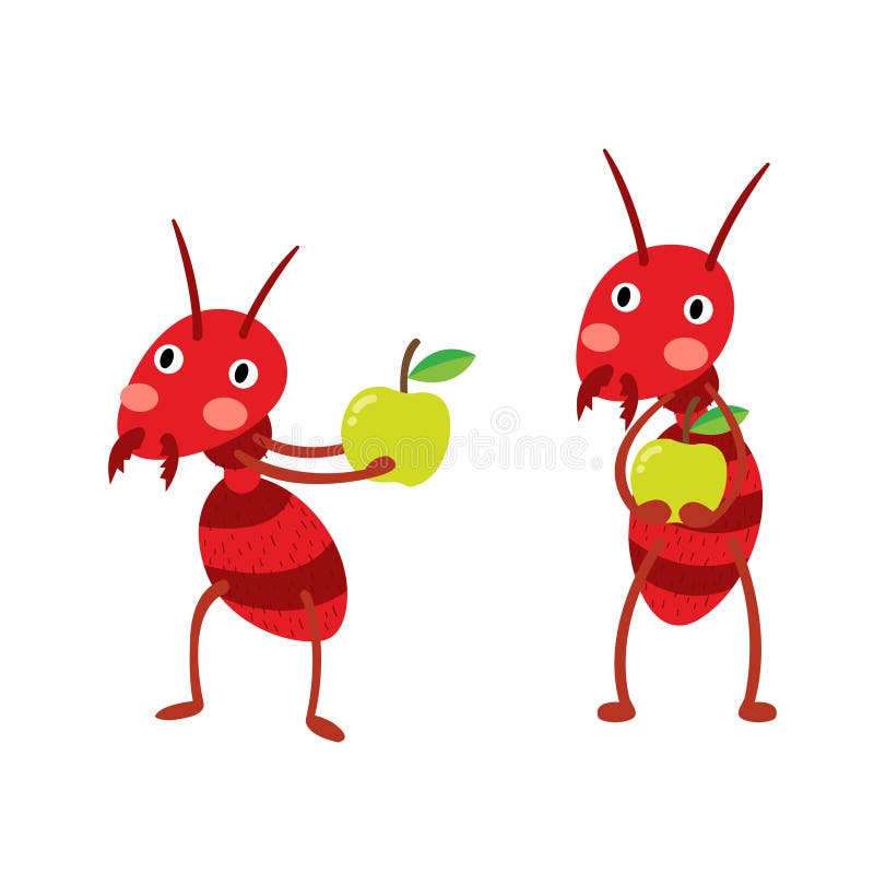 Hormigas De Fuego Con El Personaje De Dibujos Animados Verde De Las  Manzanas Ilustración del Vector - Ilustración de bicho, mascota: 73372908