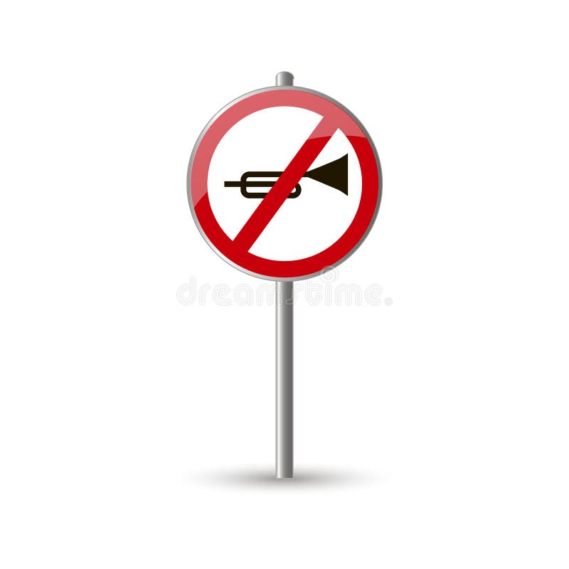 No Horn Prohibited Road Signs Line Icon Stock Vector Illustration of