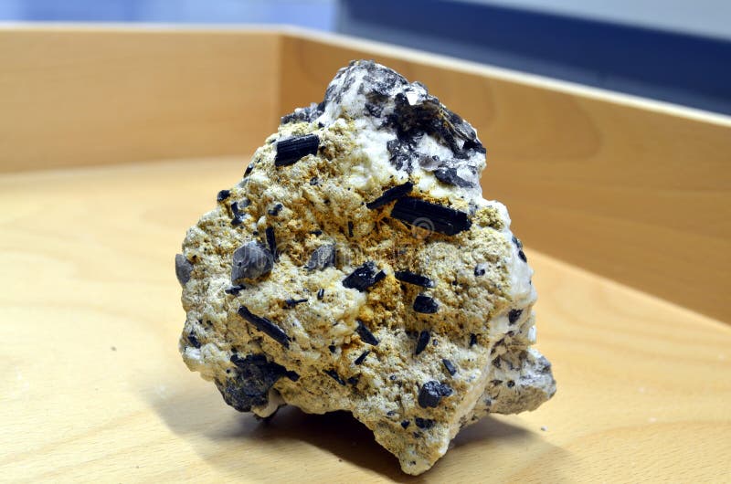 Hornblende amphibole minerals in a white rock