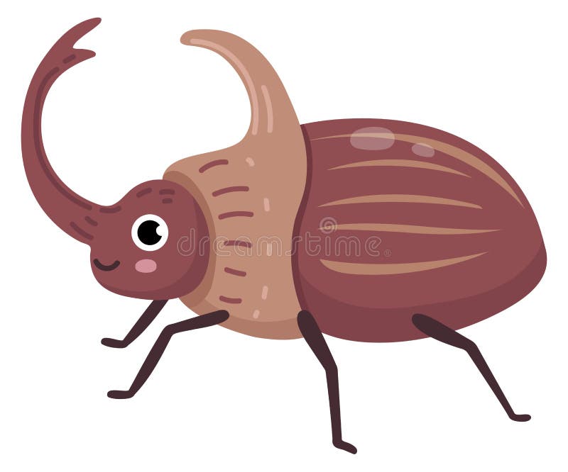 Horned Bug Character. Cute Beetle Stock Vector Illustration of funny
