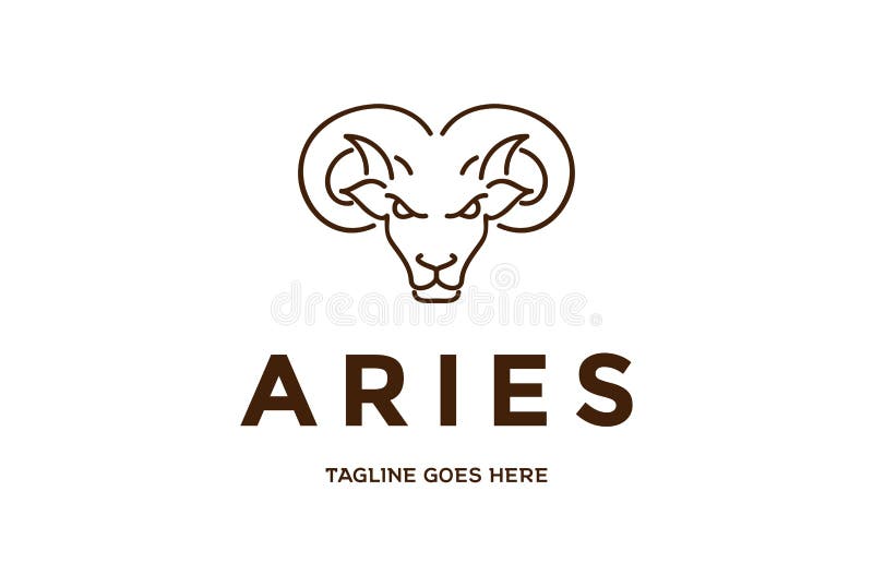 Horned Lamb Goat Sheep Head for Aries Zodiac Logo Design Vector Stock