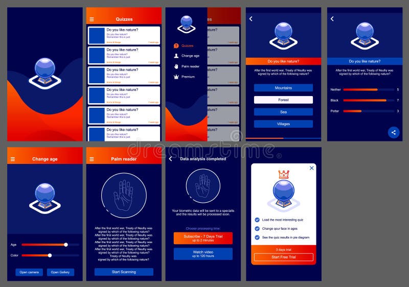 Horoskopu ui projekta app android royalty ilustracja Horoskopu ui projekta app android royalty ilustracja