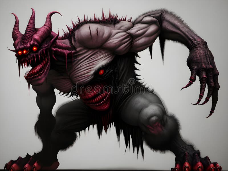 Horrible Ugly Scary Monster, Generative AI Illustration Stock