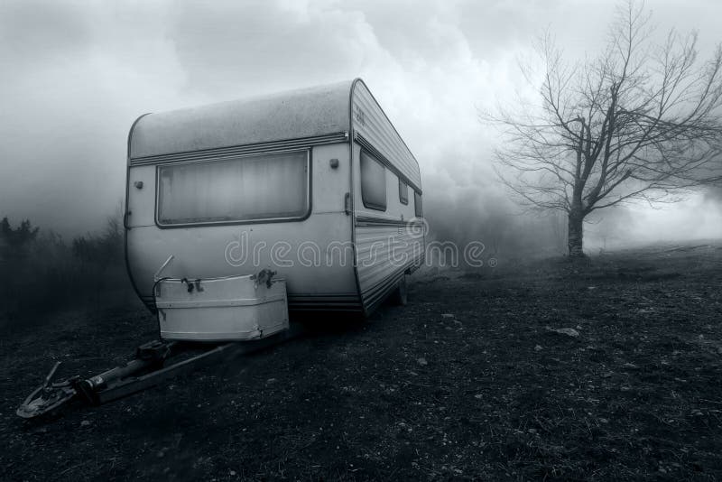 Horror image of haunted camper van