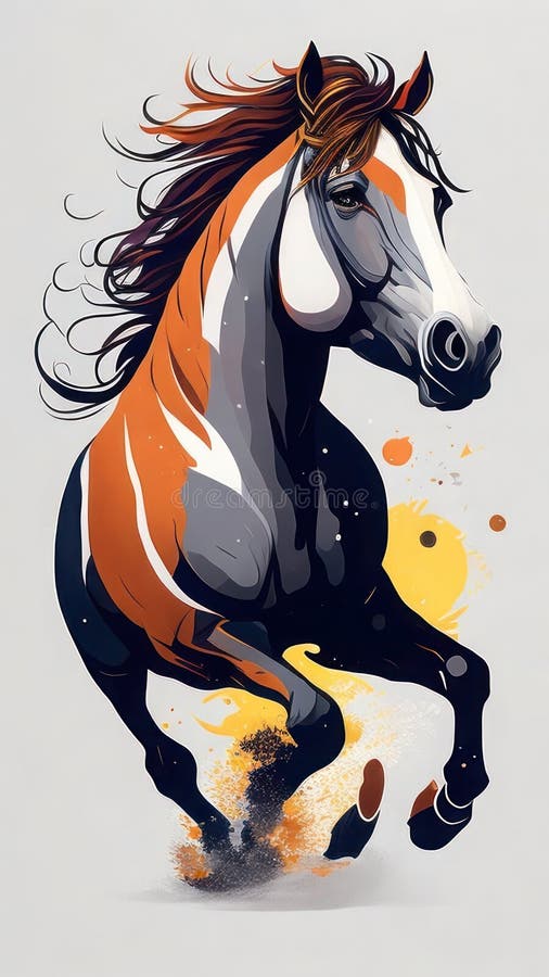 Horse with Blue Mane and Long Mane. Vector Illustration Stock ...