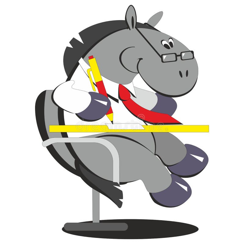 Horse Boss Sitting at the Table 002 Stock Vector Illustration of