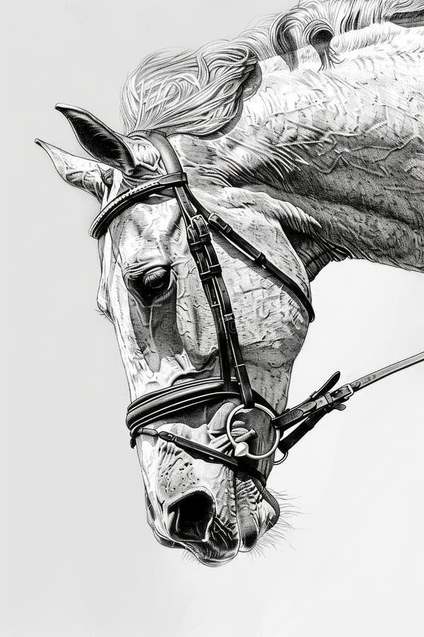 A horse with a bridle on its head royalty free stock photos