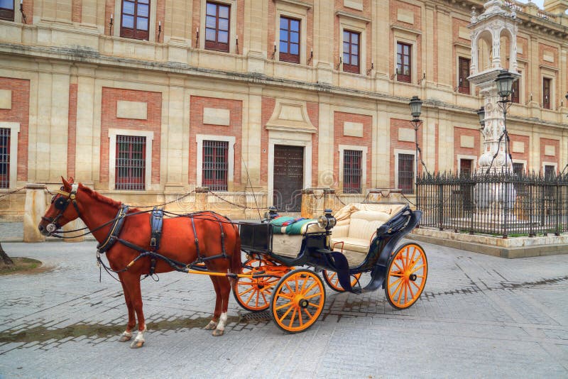 Horse carriage in front of Seville Santa Maria cathedral