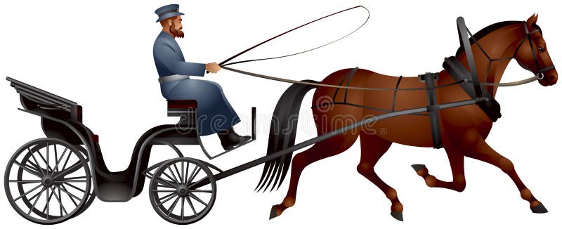 Horse cart, izvozchik, coachman on droshky