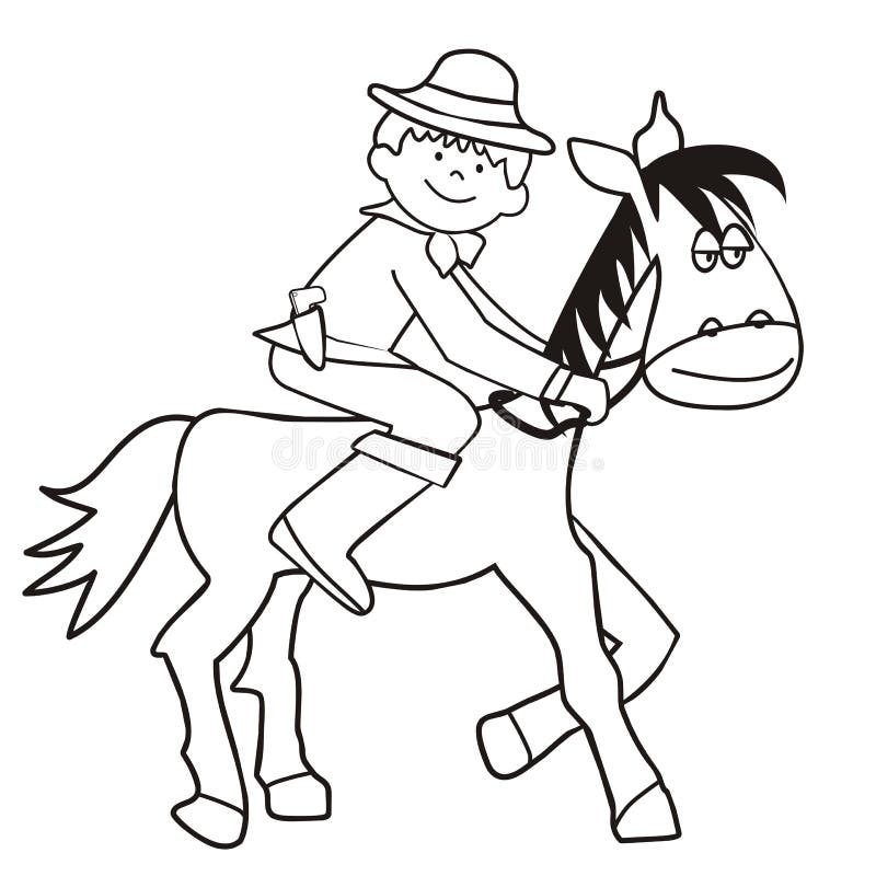 horse and cowboy  coloring stock vector  illustration of