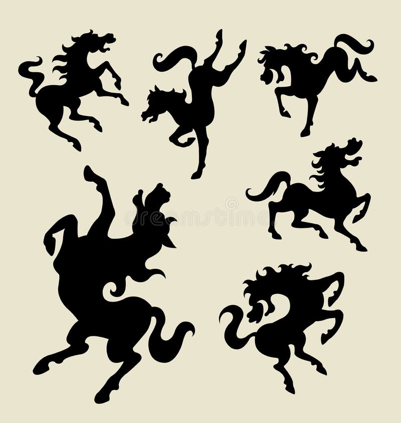 Horse dancing silhouettes