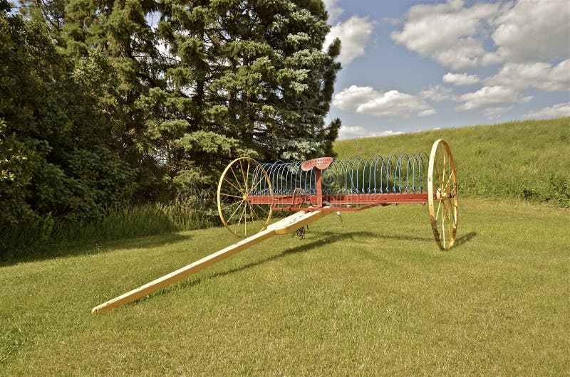 Horse drawn field rake stock image. Image of rake, long 44642033