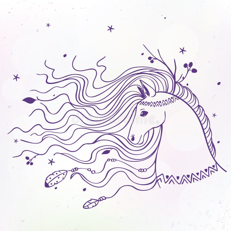 Horse ethnic lines vector illustration