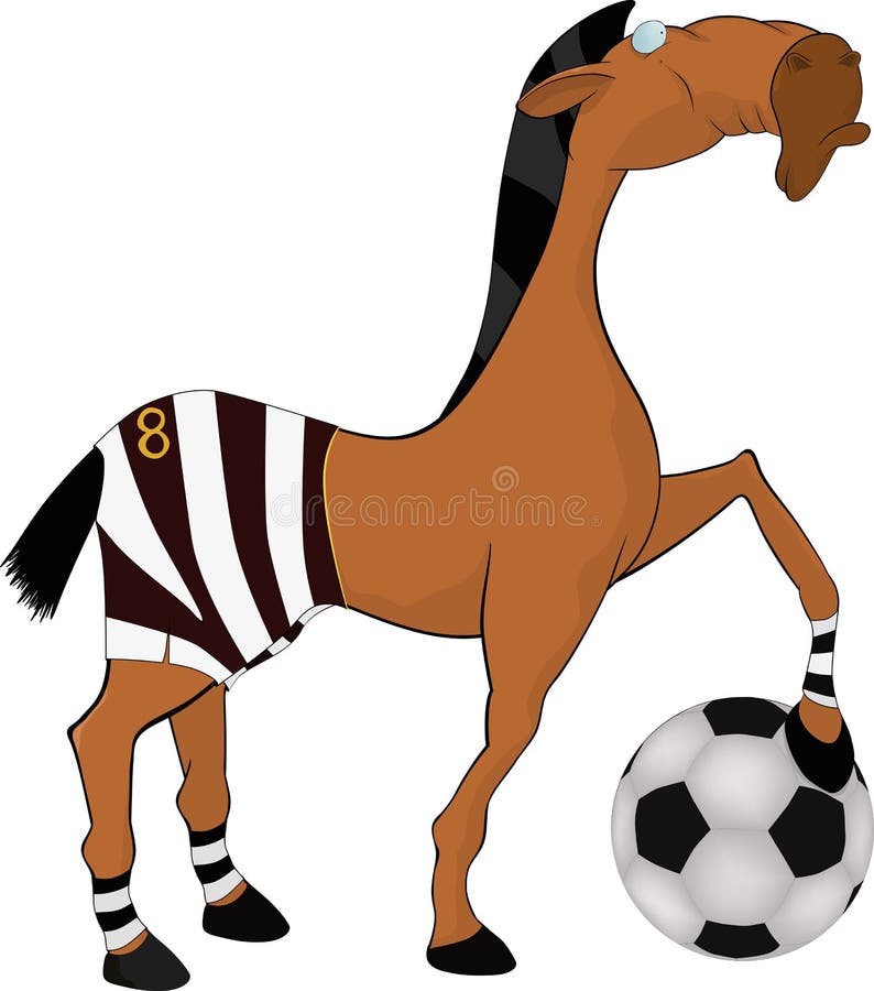 Un cavallo calcio giocatore lui gioca gli sport.