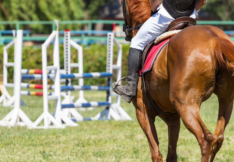 Jockey Riding Boot in the Stirrup Stock Image Image of activity, mare