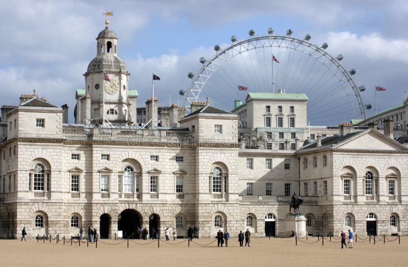 Horse Guards Parade, St.James London with the Millennium Wheel visible in the background. Horse Guards Parade, St.James London with the Millennium Wheel visible in the background.
