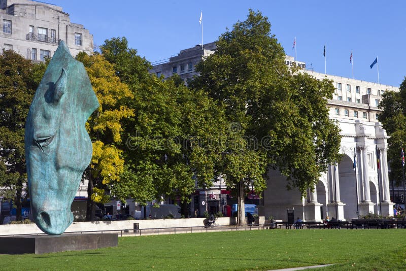 Horse Head Sculpture at Marble Arch in London Editorial Image Image of horses, sights 34702120