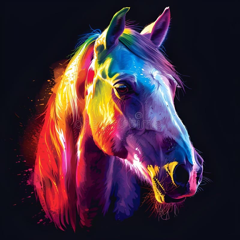 Horse with Head Turned To the Side, AIgenerated. Stock Illustration