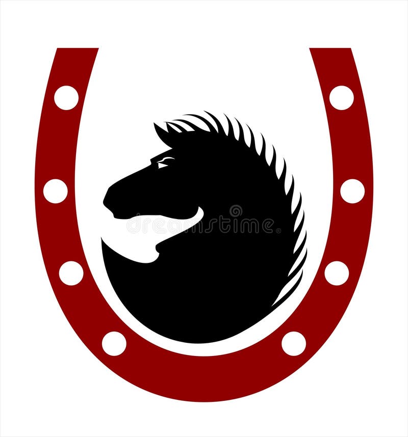 Horse. Horseshoe. Wild Black Horse stock illustration